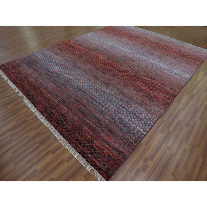 Modern and Contemporary Wool Hand Knotted Rug Red No Border 9.1X12.1 -O079238