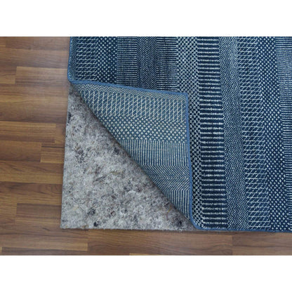 Modern and Contemporary Wool & Silk Hand Knotted Rug Blue No Border 4.1X6.1 -O079242