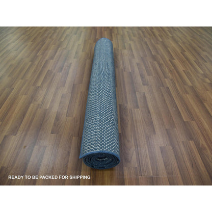 Modern and Contemporary Wool & Silk Hand Knotted Rug Blue No Border 4.1X6.1 -O079242