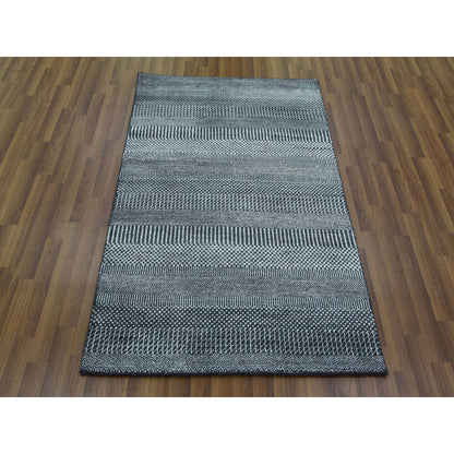 Modern and Contemporary Wool & Silk Hand Knotted Rug Grey 3.3x5.0 -O079253