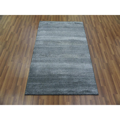 Modern and Contemporary Wool & Silk Hand Knotted Rug Grey 3.3x5.1 -O079254