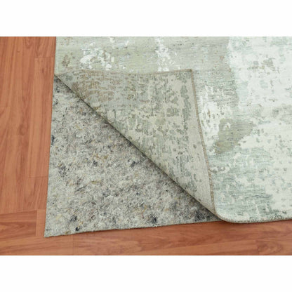 Modern and Contemporary Wool & Silk Hand Knotted Rug Ivory No Border 8.0X10.0 -O079271