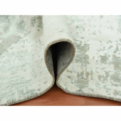 Modern and Contemporary Wool & Silk Hand Knotted Rug Ivory No Border 8.0X10.0 -O079271