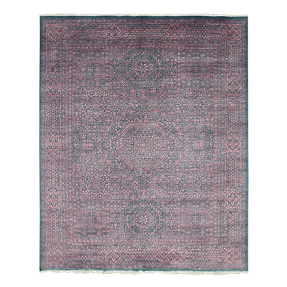 Mamluk Wool & Silk Hand Knotted Rug Green Dark Green 8.0X9.9 -O079273