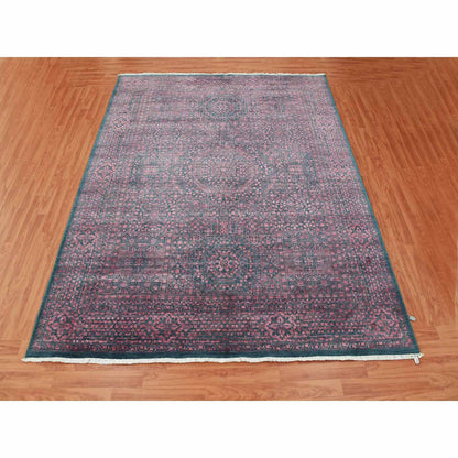 Mamluk Wool & Silk Hand Knotted Rug Green Dark Green 8.0X9.9 -O079273