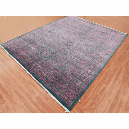 Mamluk Wool & Silk Hand Knotted Rug Green Dark Green 8.0X9.9 -O079273