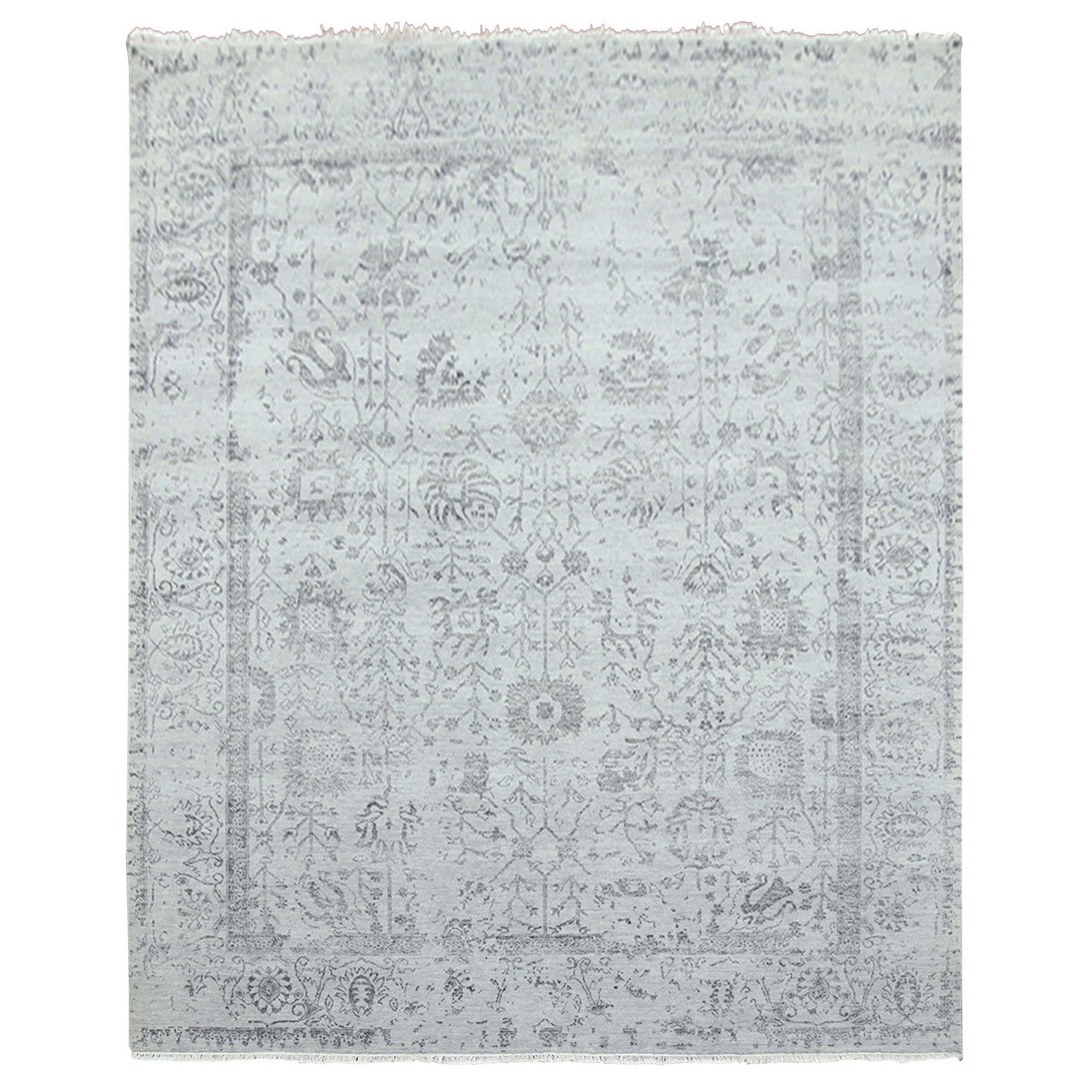 Gray 8'0" x 9'10" Transitional Hand knotted Wool/Silk Rug - Sku: O079274