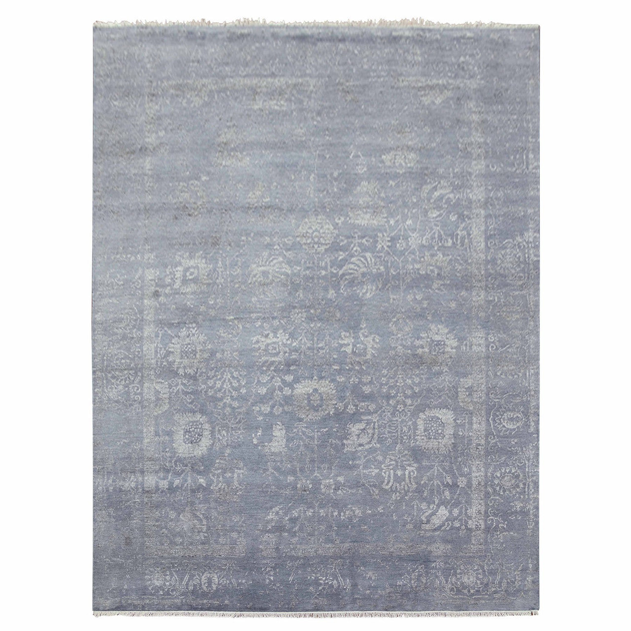 Gray 8'10" x 11'8" Transitional Hand knotted Wool/Silk Rug - Sku: O079277