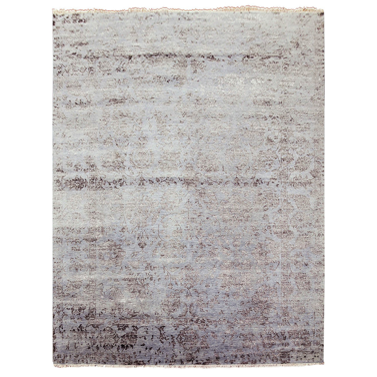 Gray 8'10" x 11'9" Transitional Hand knotted Wool/Silk Rug - Sku: O079278