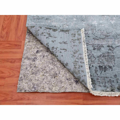 Transitional Wool & Silk Hand Knotted Rug Grey No Border 8.10X11.9 -O079278