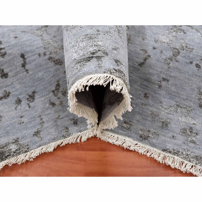 Transitional Wool & Silk Hand Knotted Rug Grey No Border 8.10X11.9 -O079278