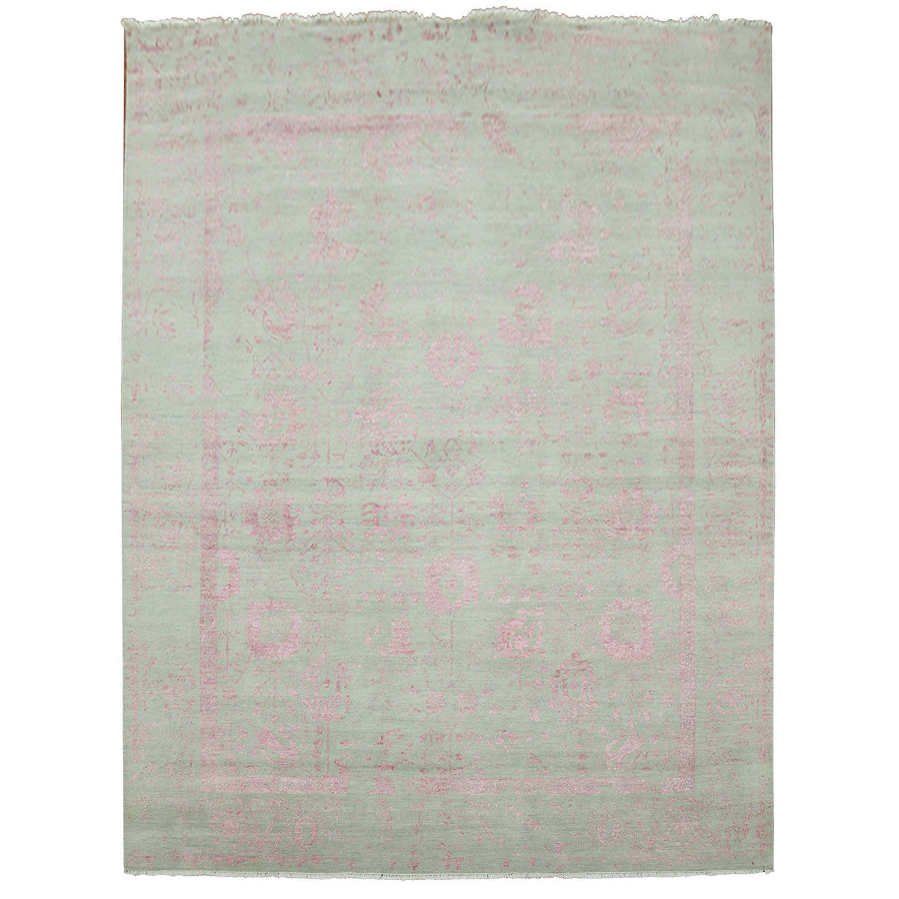 Gray 9'0" x 11'10" Modern and Contemporary Hand knotted Wool/Silk Rug - Sku: O079284
