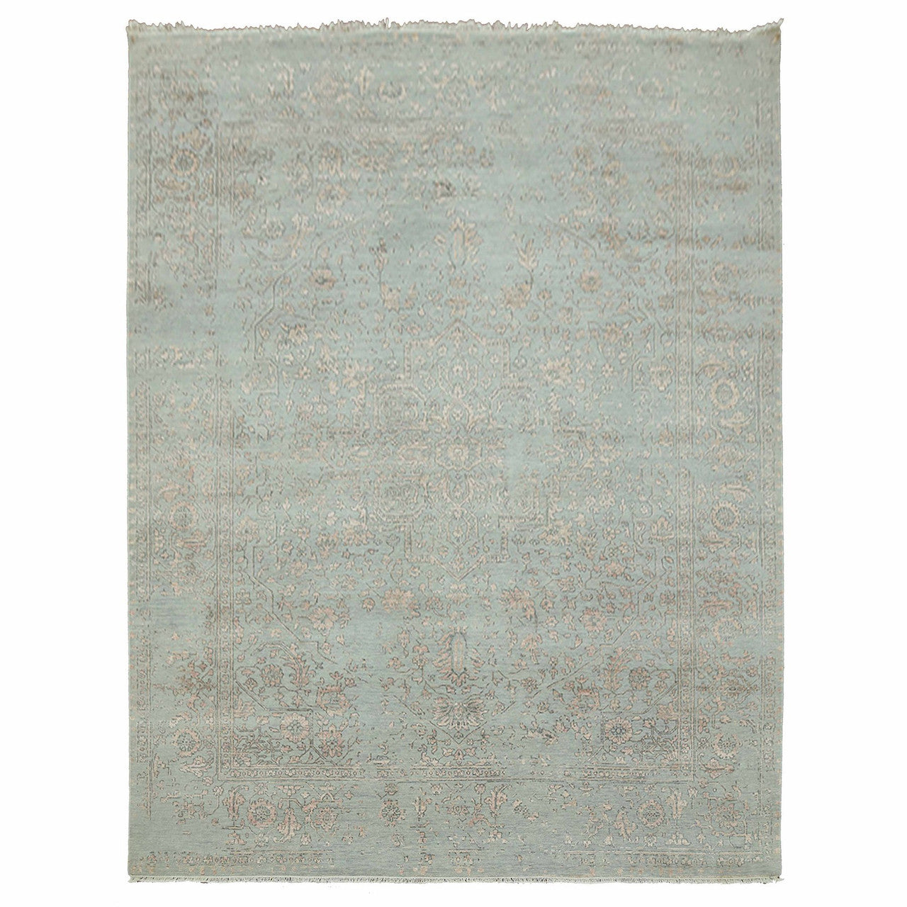 Gray 9'0" x 12'0" Heriz Hand knotted Wool/Silk Rug -O079285