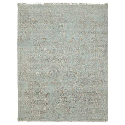 Heriz Wool & Silk Hand Knotted Rug Grey Gray 9.0X12.0 -O079285