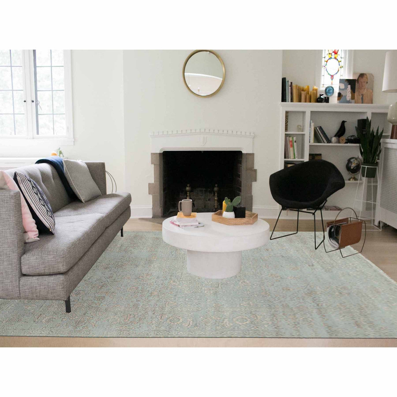 Gray 9'0" x 12'0" Heriz Hand knotted Wool/Silk Rug -O079285