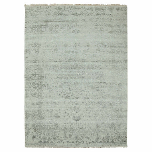 Heriz Wool & Silk Hand Knotted Rug Grey No Border 9.10X14.3 -O079288