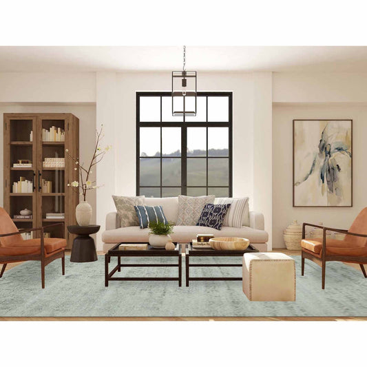 Heriz Wool & Silk Hand Knotted Rug Grey No Border 9.10X14.3 -O079288