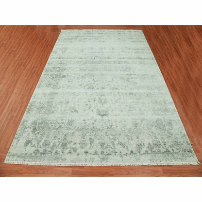 Heriz Wool & Silk Hand Knotted Rug Grey No Border 9.10X14.3 -O079288