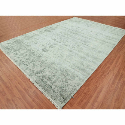 Heriz Wool & Silk Hand Knotted Rug Grey No Border 9.10X14.3 -O079288
