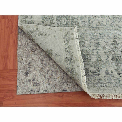 Heriz Wool & Silk Hand Knotted Rug Grey No Border 9.10X14.3 -O079288