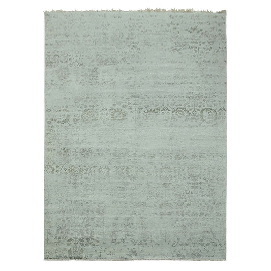 Modern and Contemporary Wool & Silk Hand Knotted Rug Grey No Border 9.9X13.7 -O079289