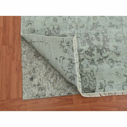 Modern and Contemporary Wool & Silk Hand Knotted Rug Grey No Border 9.9X13.7 -O079289