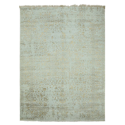 Heriz Wool & Silk Hand Knotted Rug Grey Light Gray 10.0X14.0 -O079290