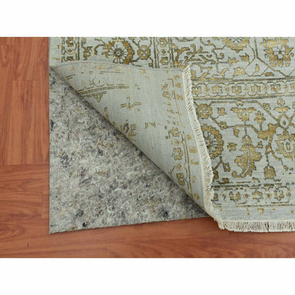 Heriz Wool & Silk Hand Knotted Rug Grey Light Gray 10.0X14.0 -O079290