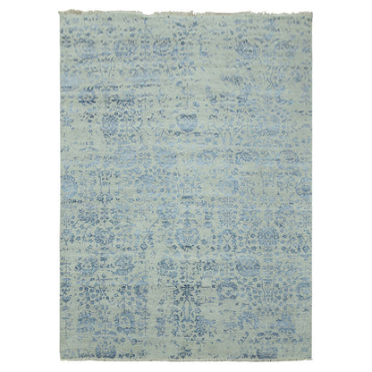 Modern and Contemporary Wool & Silk Hand Knotted Rug Grey No Border 10.0X13.8 -O079291