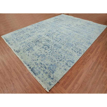 Modern and Contemporary Wool & Silk Hand Knotted Rug Grey No Border 10.0X13.8 -O079291
