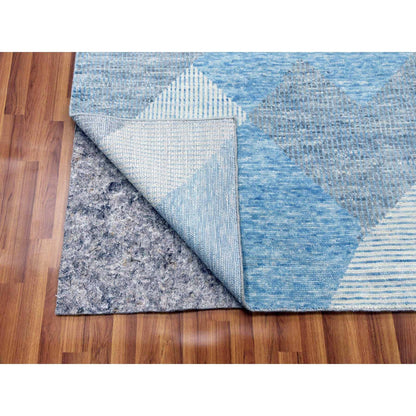 Modern and Contemporary Wool Hand Knotted Rug Blue No Border 9.0X12.1 -O079292