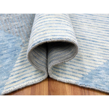 Modern and Contemporary Wool Hand Knotted Rug Blue No Border 9.0X12.1 -O079292