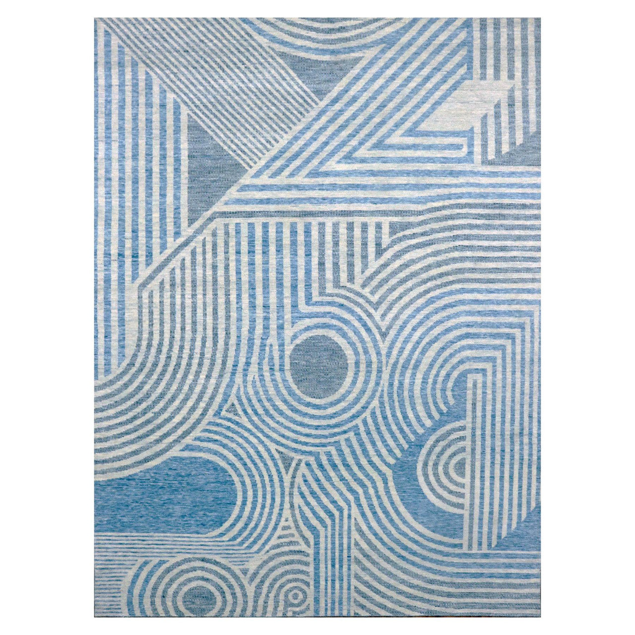 Blue 9'0" x 12'0" Modern and Contemporary Hand knotted Wool Rug - Sku: O079293