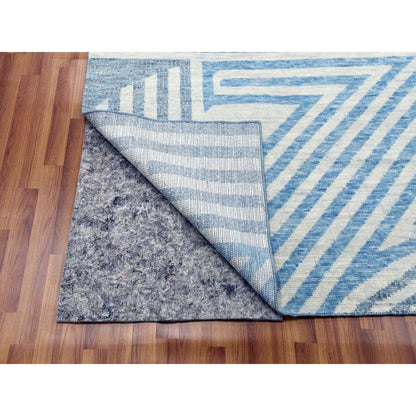 Modern and Contemporary Wool Hand Knotted Rug Blue No Border 9.0X12.0 -O079293