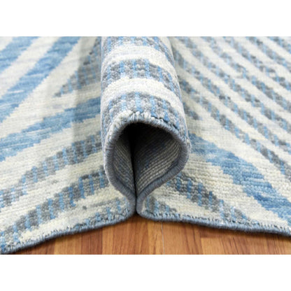 Modern and Contemporary Wool Hand Knotted Rug Blue No Border 9.0X12.0 -O079293