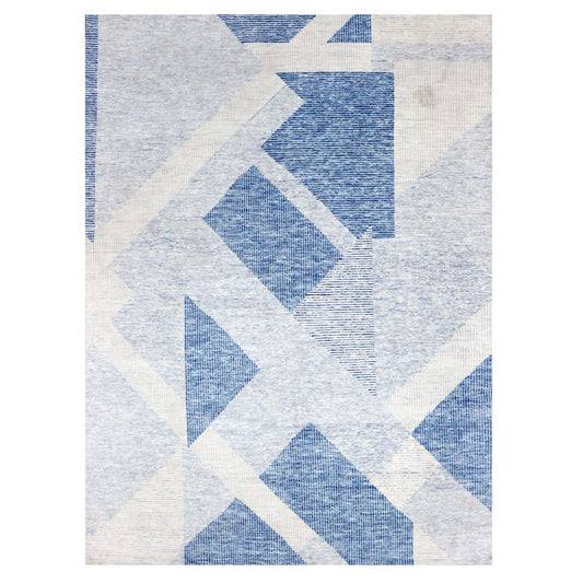 Modern and Contemporary Wool Hand Knotted Rug Blue No Border 9.2X12.3 -O079294