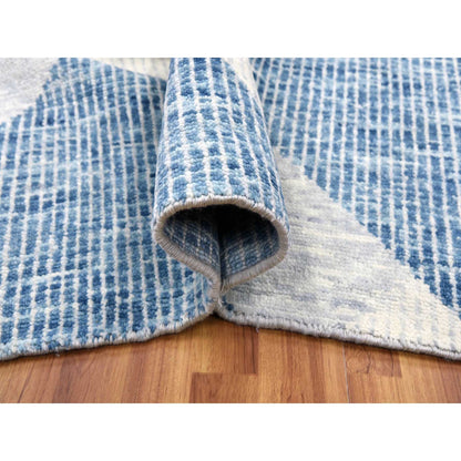 Modern and Contemporary Wool Hand Knotted Rug Blue No Border 9.2X12.3 -O079294