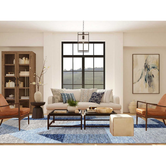 Modern and Contemporary Wool Hand Knotted Rug Blue No Border 9.2X11.10 -O079295