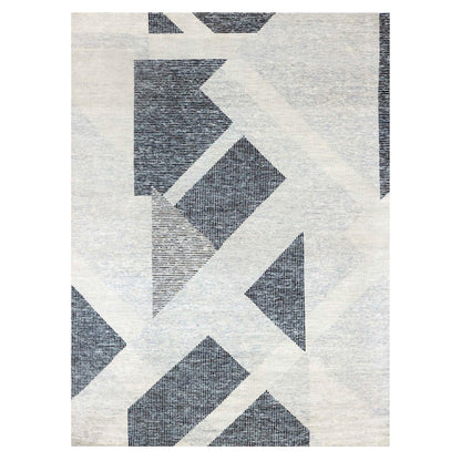 Modern and Contemporary Wool Hand Knotted Rug Grey No Border 9.1X12.1 -O079297