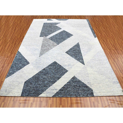 Modern and Contemporary Wool Hand Knotted Rug Grey No Border 9.1X12.1 -O079297