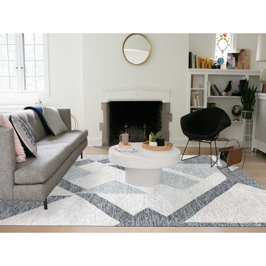 Modern and Contemporary Wool Hand Knotted Rug Grey No Border 9.1X12.3 -O079299