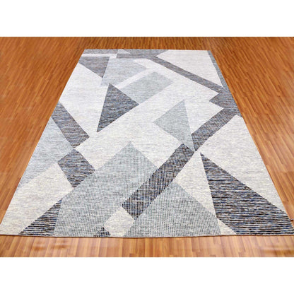 Modern and Contemporary Wool Hand Knotted Rug Grey No Border 9.1X12.3 -O079299