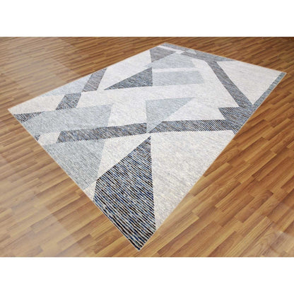 Modern and Contemporary Wool Hand Knotted Rug Grey No Border 9.1X12.3 -O079299