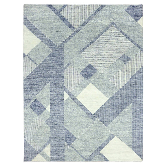 Modern and Contemporary Wool Hand Knotted Rug Grey No Border 9.1X12.1 -O079301