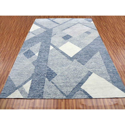 Modern and Contemporary Wool Hand Knotted Rug Grey No Border 9.1X12.1 -O079301