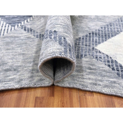 Modern and Contemporary Wool Hand Knotted Rug Grey No Border 9.1X12.1 -O079301