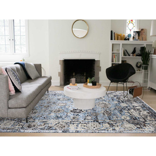 Modern and Contemporary Wool Hand Knotted Rug Grey No Border 9.2X12.4 -O079304