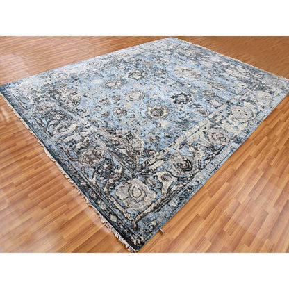 Modern and Contemporary Wool Hand Knotted Rug Grey No Border 9.2X12.4 -O079304
