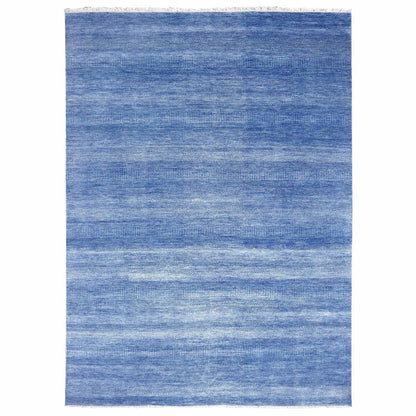 Modern and Contemporary Wool & Silk Hand Knotted Rug Blue No Border 9.1X12.2 -O079306