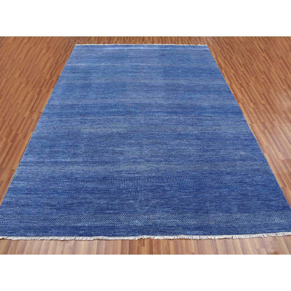 Modern and Contemporary Wool & Silk Hand Knotted Rug Blue No Border 9.1X12.2 -O079306